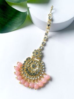I Jewels - Gold Plated Traditional Pearl and Kundan Maang Tikka