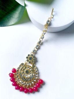I Jewels - Gold Plated Traditional Pearl and Kundan Maang Tikka