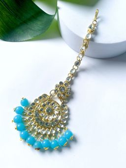 I Jewels - Gold Plated Traditional Pearl and Kundan Maang Tikka