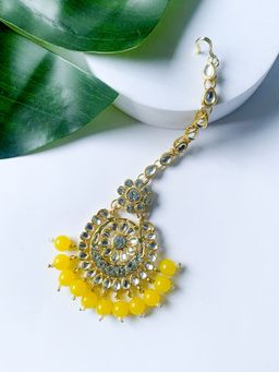 I Jewels - Gold Plated Traditional Pearl and Kundan Maang Tikka