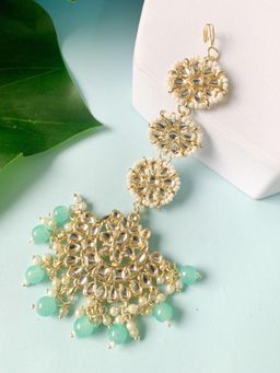 I Jewels - Gold Plated Matte Finish Traditional Pearls Kundan Maang Tikka