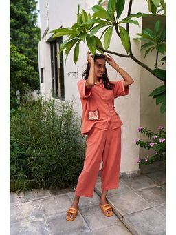 SPACE - Crochet Details Orange Shirt & Pant