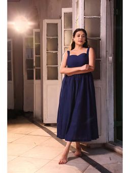 Sutra Art of Clothing - Dusk Cotton Blue Midi Dress