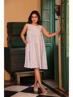 Sutra Art of Clothing - Breezy Cotton Blue Knee Length Dress