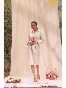 Sutra Art of Clothing - Everyday Cotton Cream Knee Length Dress
