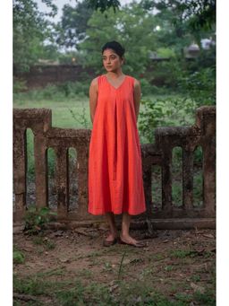 Sutra Art of Clothing - Marigold South Cotton Orange Midi Dress