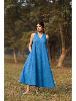 Sutra Art of Clothing - Aquina Cotton Blue Maxi Dress