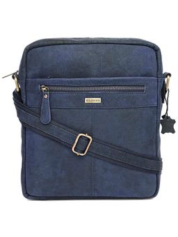WILDHORN - Classic Genuine Leather Blue Textured Sling Bag for Men