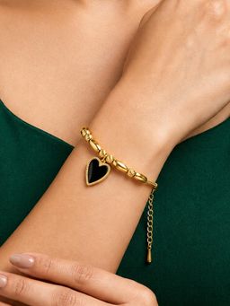 ARTKLIM - Midnight Heart Charm Gold Plated Anti-Tarnish Bracelet