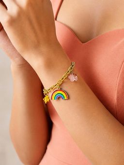 ARTKLIM - Rainbow Dream Crystal Charm Gold Anti-Tarnish Bracelet