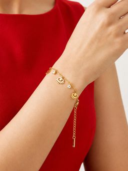 ARTKLIM - Evil Eye Crystal Dangle Gold Anti-Tarnish Bracelet