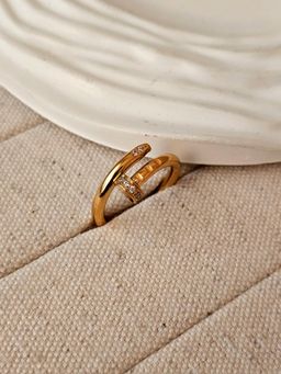 TAAHIRA JEWELLERY - 18K Gold Plated Zircon Nail Ring