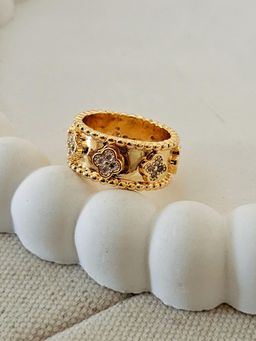 TAAHIRA JEWELLERY - 18K Gold Plated Jessie Zircon Flower Ring