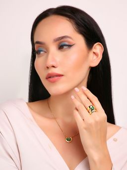 TAAHIRA JEWELLERY - 18K Gold Plated Riley Emerald Ring