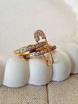 TAAHIRA JEWELLERY - 18K Gold Plated Safety Pin Layered Ring