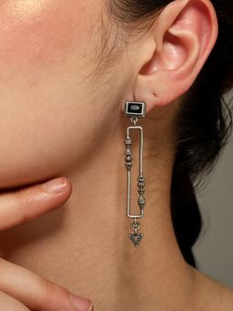 VENI - Silver Plated Oxidised Drop Earrings