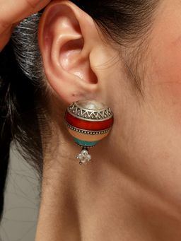 VENI - Silver Plated Oxidised Stud Earrings
