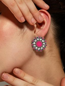 VENI - Silver Plated Oxidised Stud Earrings