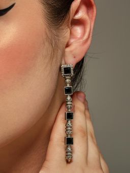 VENI - Silver Plated Oxidised Drop Earrings