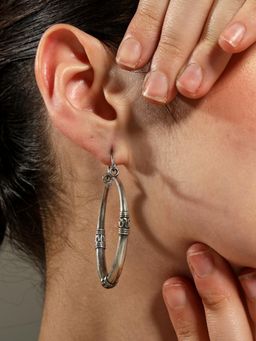 VENI - Silver Plated Oxidised Hoop Earrings