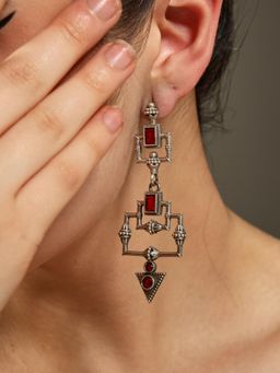 VENI - Silver Plated Oxidised Drop Earrings
