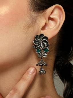 VENI - Silver Plated Oxidised Drop Earrings