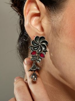 VENI - Silver Plated Oxidised Drop Earrings
