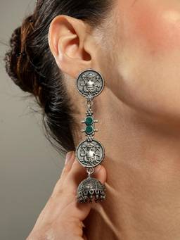VENI - Gold Plated Oxidised Jhumkas