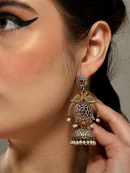 VENI - Silver Plated Oxidised Jhumkas