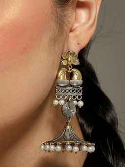 VENI - Gold Plated Oxidised Jhumkas