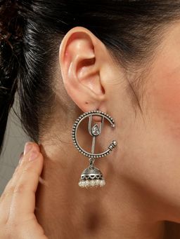 VENI - Silver Plated Oxidised Jhumkas