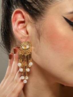 VENI - Gold Plated Oxidised Drop Earrings