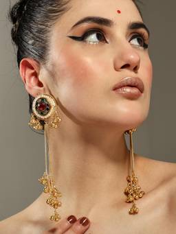 VENI - Gold Plated Oxidised Drop Earrings
