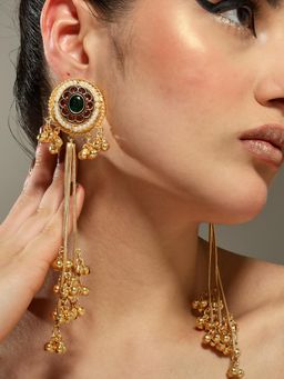 VENI - Gold Plated Oxidised Drop Earrings
