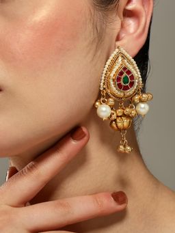 VENI - Gold Plated Oxidised Drop Earrings