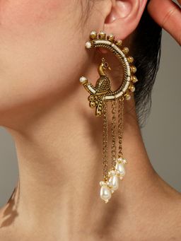 VENI - Gold Plated Oxidised Drop Earrings