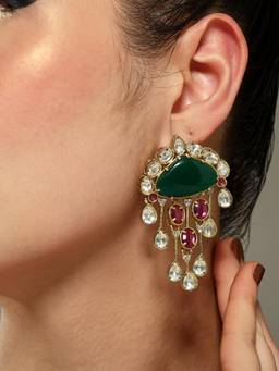 VENI - Gold Plated Oxidised Drop Earrings