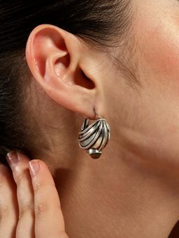 VENI - Silver Plated Oxidised Hoop Earrings