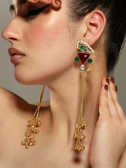 VENI - Gold Plated Oxidised Drop Earrings