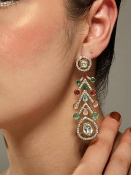 VENI - Gold Plated Oxidised Drop Earrings