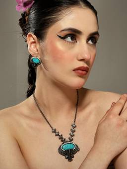 VENI - Silver-Plated Oxidised Choker Jewellery Set