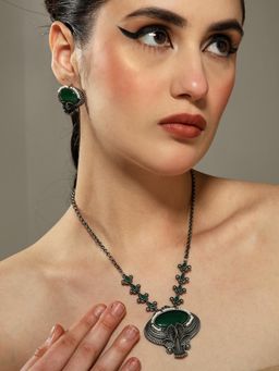 VENI - Silver-Plated Oxidised Choker Jewellery Set