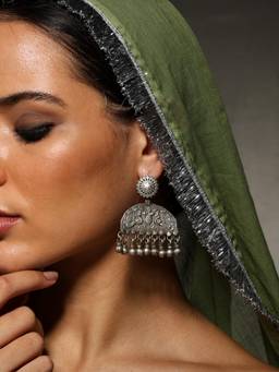 VENI - Silver Plated Oxidised Drop Earrings