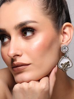 VENI - Silver Plated Oxidised Drop Earrings