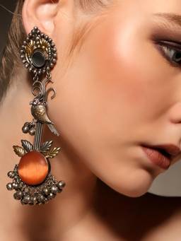 VENI - Silver Plated Oxidised Drop Earrings