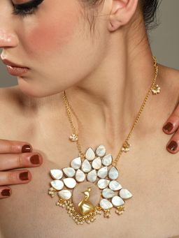 VENI - Gold-Toned Brass Silver-Plated Oxidised Necklace
