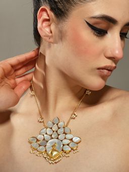 VENI - Gold-Toned Brass Silver-Plated Oxidised Necklace