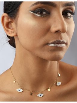 VENI - Gold-Toned Brass Silver-Plated Oxidised Necklace