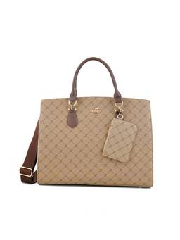 Lavie Paris - Women's Mono Elea Khaki Shoulder Bag with Detachable Strap & Mini Pouch (L)