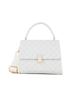 Lavie Paris - Women's Mono Marcel Flap Ivory Satchel Bag with Detachable Strap (M)